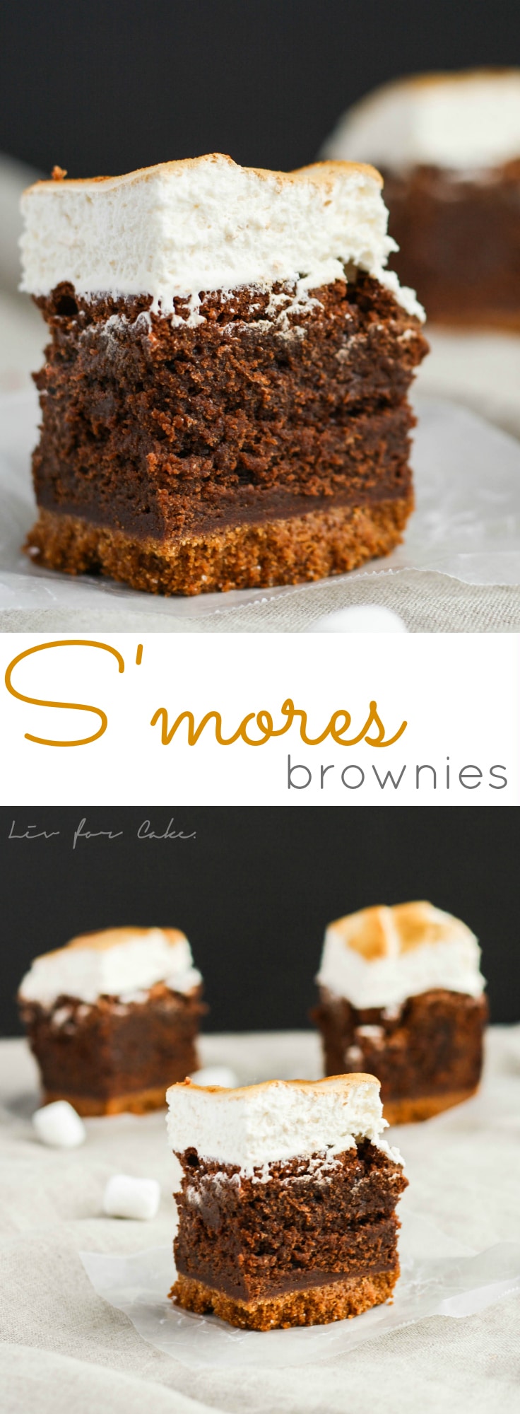 A rich chocolate brownie, graham cracker crust, and gooey toasted marshmallow... these s'mores brownies are even better than the real thing.