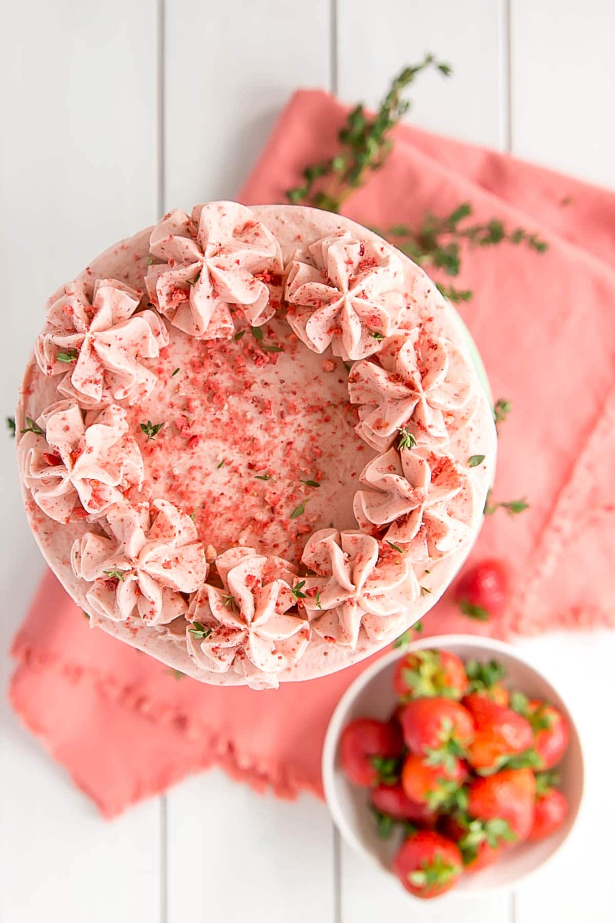 From scratch Strawberry Cake with mascarpone buttercream.